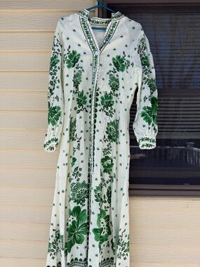 chinese dress ladies Rent The Selia Green Linen Dress By Reformation